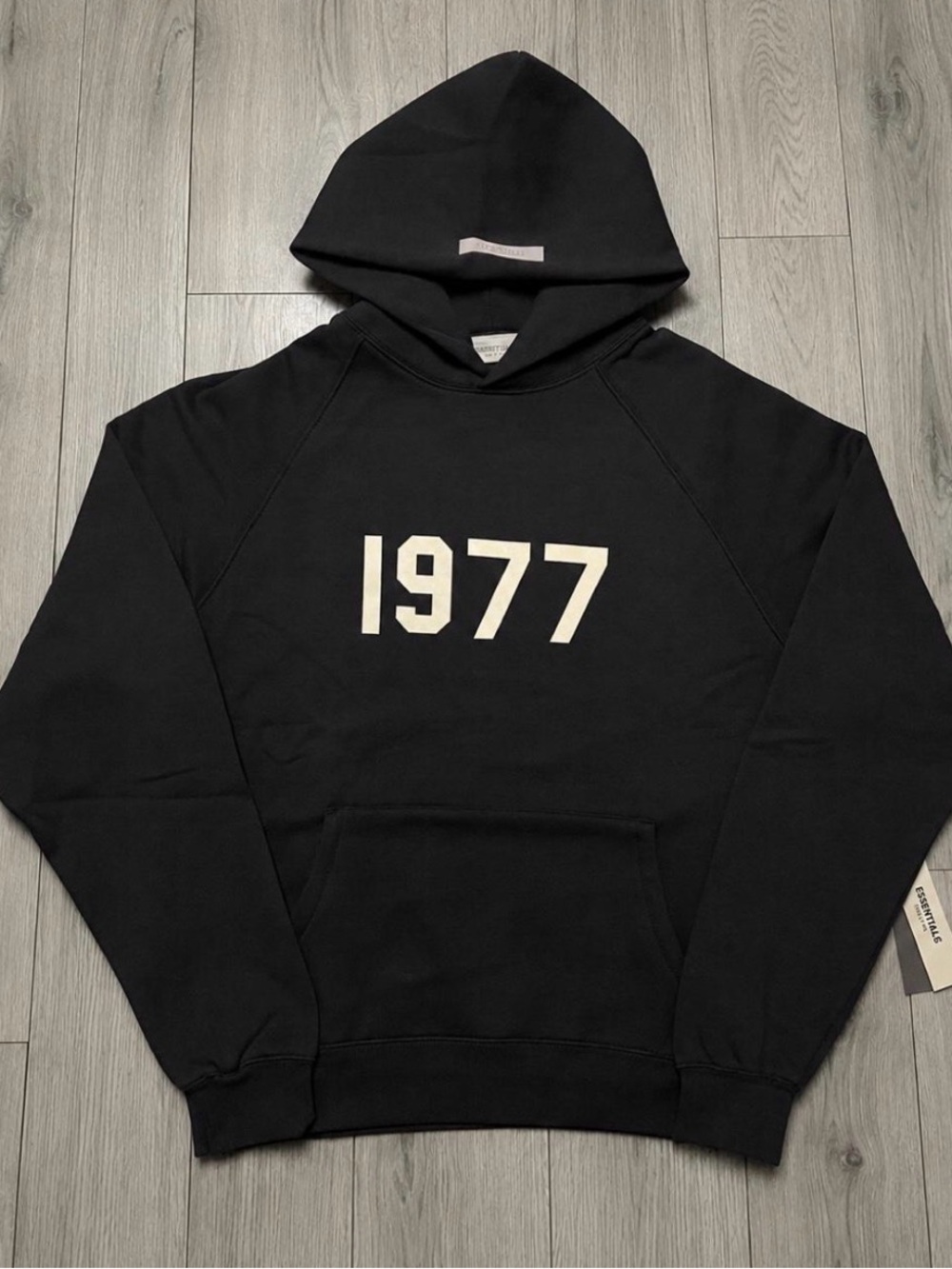 Fear of God Black Hoodie with 1977 Chest Graphic